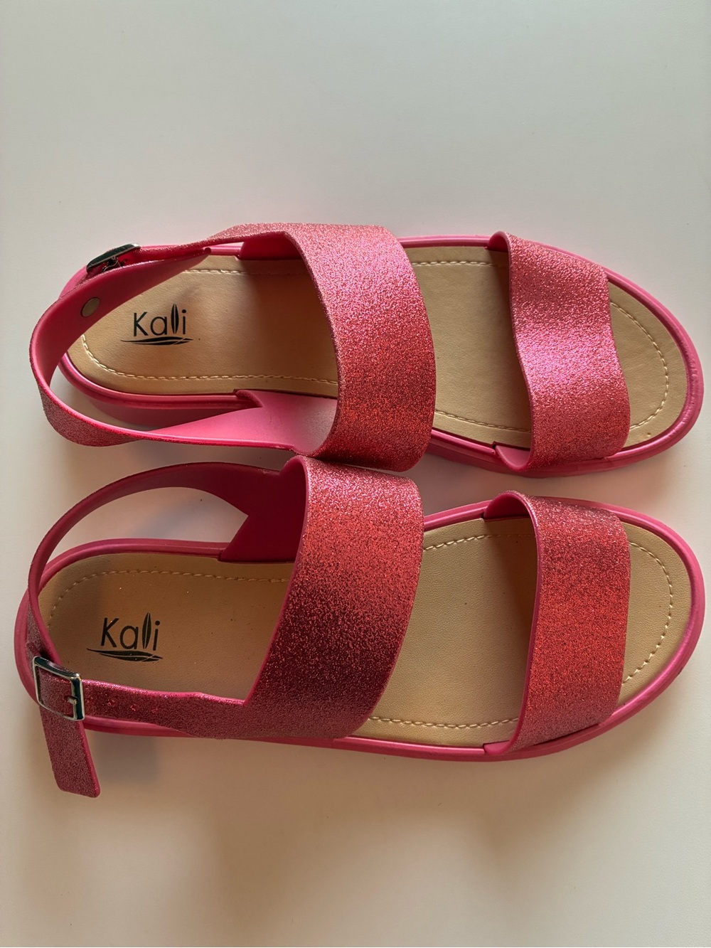 Kali Shimmery Pink Double-Strap Sandals